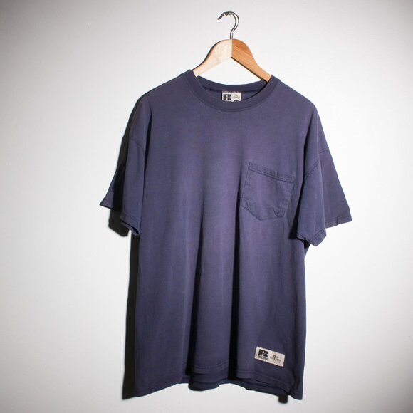 Russell Athletic Shirt Mens Large Purple w/ Pocket - Picture 1 of 7